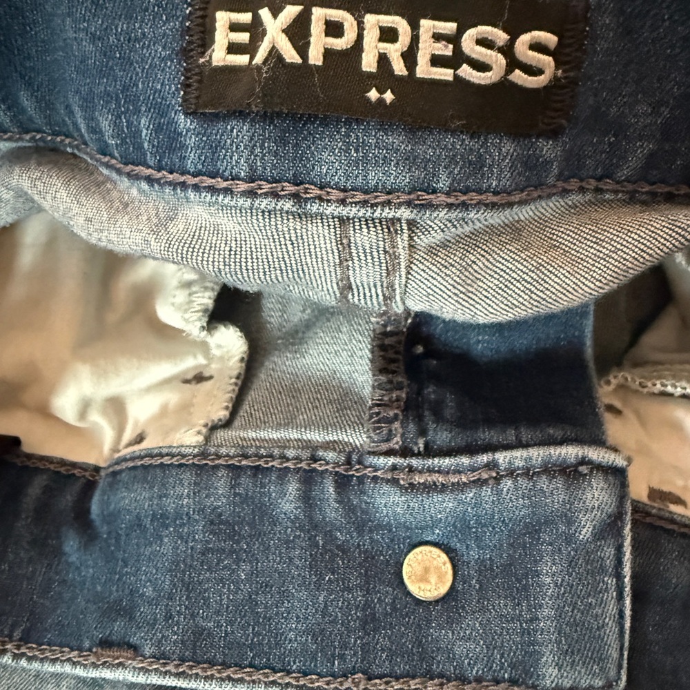 Express Blue Straight Leg Denim Jeans - Picture 8 of 10